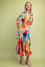 Load image into Gallery viewer, GiGio Vibrant Floral Print Wrap Midi Dress in Beige
