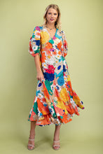 Load image into Gallery viewer, GiGio Vibrant Floral Print Wrap Midi Dress in Beige