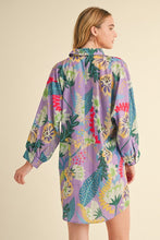 Load image into Gallery viewer, Jodifl Semi Sheer Chiffon Flower Print Dress in Lavender