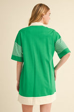 Load image into Gallery viewer, Jodifl Terry Knit Mini Dress with Stripe Details in Kelly Green