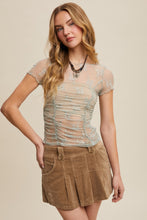 Load image into Gallery viewer, Listicle FITTED Sheer Floral Mesh Top in Sage