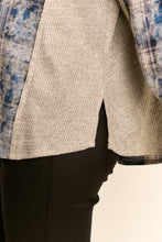 Load image into Gallery viewer, Davi & Dani Air-Sprayed Plaid Pocket Button Front Top in Teal Navy