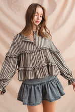 Load image into Gallery viewer, So Me Variegated Stripe Reversible Flowy Boho Top in Black