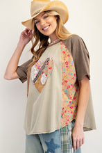 Load image into Gallery viewer, Easel Mix n Match Heart Patched Top in Faded Olive