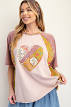 Load image into Gallery viewer, Easel Mix n Match Heart Patched Top in Mauve