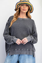 Load image into Gallery viewer, Easel Mineral Washed Thermal Knit Top in Ash ON ORDER