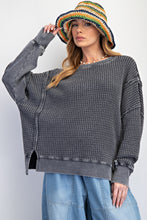 Load image into Gallery viewer, Easel Mineral Washed Thermal Knit Top in Ash ON ORDER