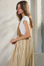Load image into Gallery viewer, Oddi Colored Denim and Striped Overall Dress in Washed Taupe