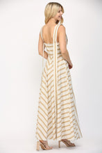 Load image into Gallery viewer, FATE Two Toned Striped Maxi Dress in White/Taupe