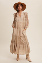 Load image into Gallery viewer, Listicle Solid Color Tiered Maxi Dress in Taupe