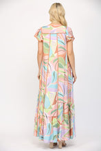 Load image into Gallery viewer, FATE Abstract Print Midi Dress with Piping Details in Cream Multi
