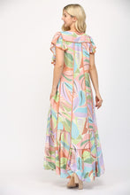 Load image into Gallery viewer, FATE Abstract Print Midi Dress with Piping Details in Cream Multi