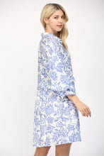 Load image into Gallery viewer, FATE Two Toned Floral Print Mini Dress in White/Blue