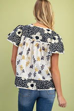 Load image into Gallery viewer, GiGio Mixed Floral Print Top in Navy Mix ON ORDER