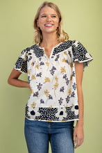 Load image into Gallery viewer, GiGio Mixed Floral Print Top in Navy Mix ON ORDER