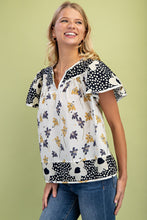 Load image into Gallery viewer, GiGio Mixed Floral Print Top in Navy Mix ON ORDER