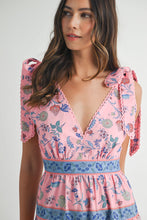 Load image into Gallery viewer, MABLE Shoulder Tie Floral Print Midi Dress in Pink