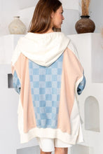 Load image into Gallery viewer, TRENDiLiTY Mineral Washed French Terry and Checkered Denim Jacket in Ivory Mix