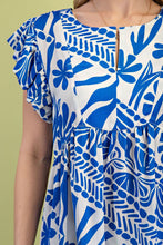 Load image into Gallery viewer, GiGio Silky Mixed Print Top in Blue