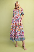Load image into Gallery viewer, GiGio Mixed Print Tiered Midi Dress in Blush Mix