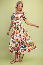 Load image into Gallery viewer, GiGio Bold Color Floral Print Midi Dress in Brown Multi