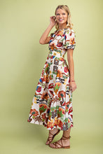 Load image into Gallery viewer, GiGio Bold Color Floral Print Midi Dress in Brown Multi