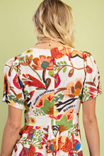 Load image into Gallery viewer, GiGio Bold Color Floral Print Midi Dress in Brown Multi