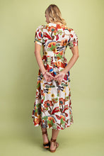 Load image into Gallery viewer, GiGio Bold Color Floral Print Midi Dress in Brown Multi