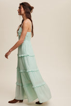 Load image into Gallery viewer, Listicle Sweetheart Neckline Tiered Maxi Dress in Aqua Mint