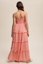Load image into Gallery viewer, Listicle Sweetheart Neckline Tiered Maxi Dress in Peach Coral