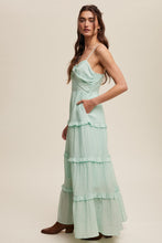Load image into Gallery viewer, Listicle Sweetheart Neckline Tiered Maxi Dress in Aqua Mint