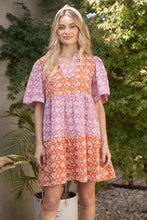 Load image into Gallery viewer, VOY Color Block Dress with Paisley Embroidery in Rust