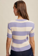 Load image into Gallery viewer, Listicle Striped Ribbed Knit Top in Periwinkle