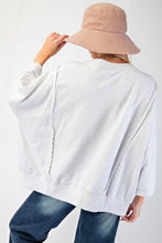 Load image into Gallery viewer, Easel OVERSIZED Top with Mixed Print LOVE Letter Patch Front in Light Heather Grey