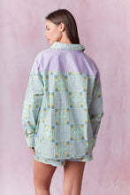 Load image into Gallery viewer, Peach Love Multi Floral Block Printed Cotton Poplin Shirt in Sage/Purple/Multi