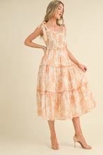 Load image into Gallery viewer, &merci Tiered Floral Print Midi Dress in Off White Dark Amber