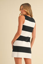 Load image into Gallery viewer, Klesis Lightweight Striped Knit Sweater Dress in Black/Ivory