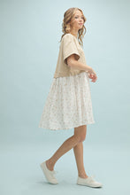 Load image into Gallery viewer, Wishlist Mixed Media Solid and Floral Print Mini Dress in Taupe Combo
