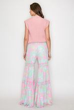 Load image into Gallery viewer, Wisteria Lane Woven Palazzo Tiered Pants with Floral Print in Mint/Pink