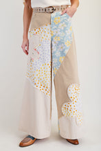 Load image into Gallery viewer, Easel Mix n Match Flower Patched Woven Pants in Beige