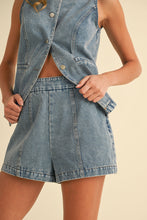 Load image into Gallery viewer, Klesis Denim Vest and Shorts Set in Light Denim
