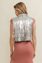 Load image into Gallery viewer, Cloud Ten Sequin Fringe Vest in Silver