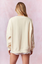 Load image into Gallery viewer, Peach Love Sweatshirt with Graphic Print Boot and Lace Bow in Cream