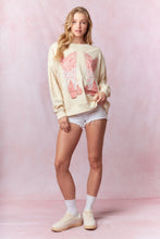 Load image into Gallery viewer, Peach Love Sweatshirt with Graphic Print Boot and Lace Bow in Cream