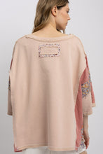 Load image into Gallery viewer, BlueVelvet French Terry and Mixed Print Patched Top in Pale Pink Multi