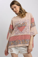 Load image into Gallery viewer, BlueVelvet French Terry and Mixed Print Patched Top in Pale Pink Multi