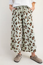 Load image into Gallery viewer, Easel Leopard Print Mineral Washed Terry Knit Pants in Faded Sage