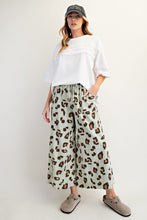 Load image into Gallery viewer, Easel Leopard Print Mineral Washed Terry Knit Pants in Faded Sage