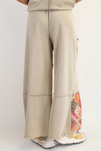 Load image into Gallery viewer, Easel Flower Patched Terry Knit Pants in Faded Olive