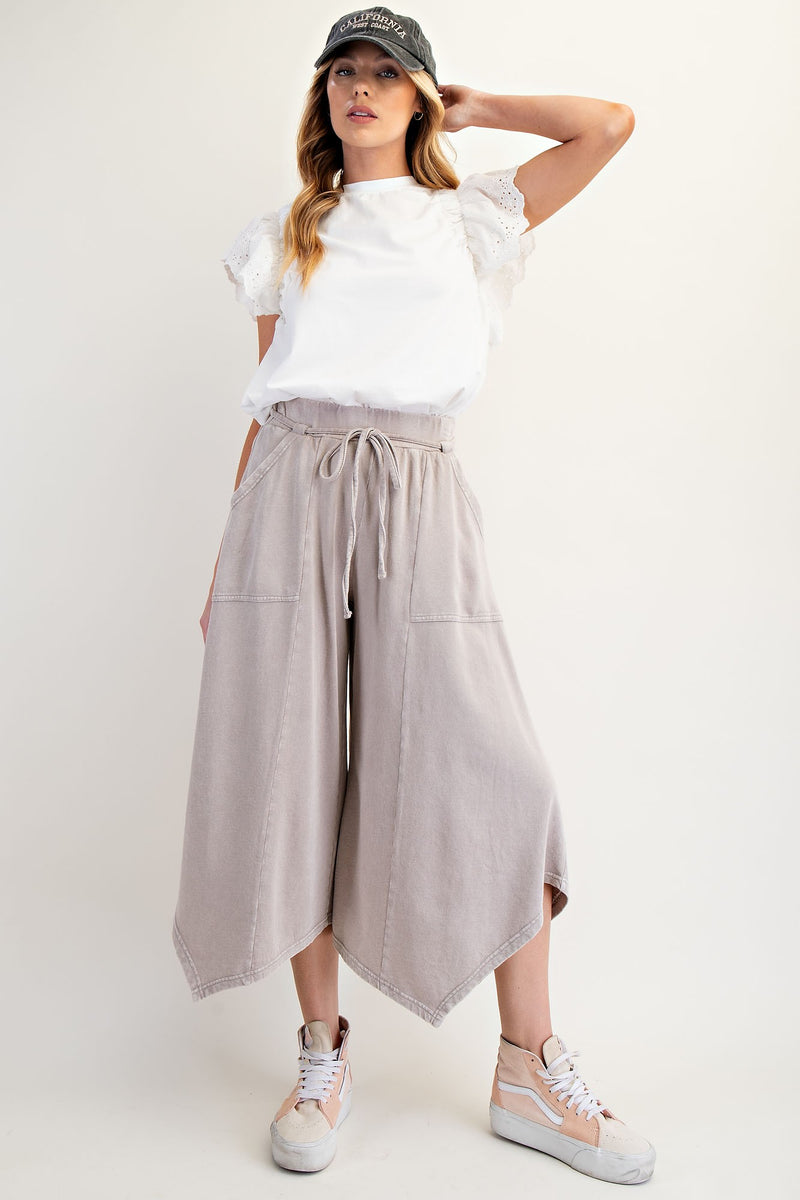 Easel Terry Knit Shark Bite Pants in Khaki – June Adel
